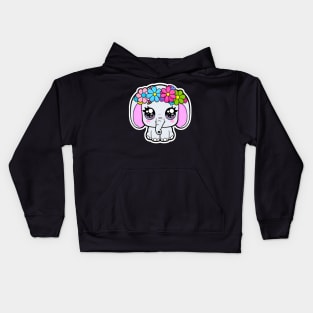 Adorable Baby Elephant with flower crown Kids Hoodie